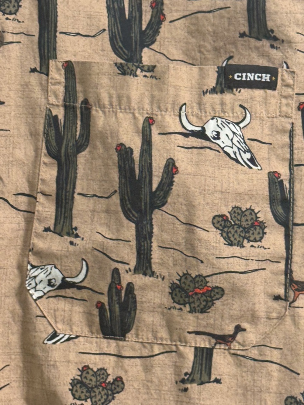 Cinch Desert Print Button Down Shirt XS Western Cactus Skull Cowboy - Picture 6 of 11